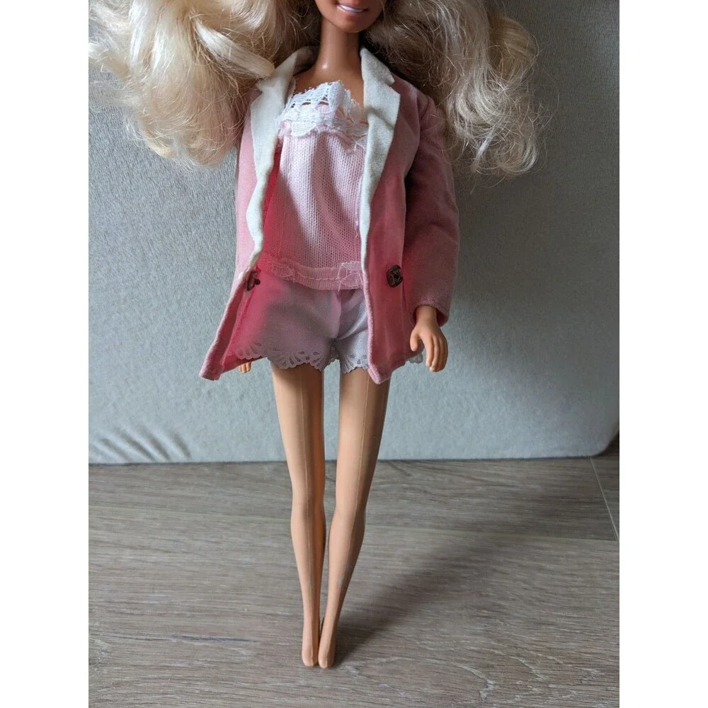 Vintage Day to Night Barbie Fashion Doll 1984 7929 Pink Coat PJ Hat Lace NO DOLL